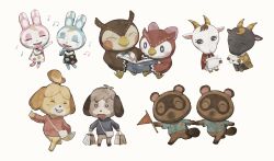 Rule 34 | + +, 4boys, 6+girls, :d, ^ ^, animal crossing, arm up, bag, beamed eighth notes, black dress, black eyes, black hoodie, blathers (animal crossing), blush, blush stickers, book, bright pupils, brother and sister, brothers, brown horns, buttons, celeste (animal crossing), chevre (animal crossing), chrissy (animal crossing), closed eyes, coat, collared shirt, commentary request, digby (animal crossing), dog boy, dog girl, dress, eighth note, envelope, eyelashes, flag, francine (animal crossing), furry, furry female, furry male, goat girl, green shirt, handbag, highres, holding, holding book, holding envelope, holding flag, holding hands, holding microphone, holding paper, hood, hood down, hood up, hoodie, horns, isabelle (animal crossing), jitome, kaji (oni atat), leaf print, long sleeves, microphone, multiple boys, multiple girls, music, musical note, nan (animal crossing), nintendo, open book, open mouth, owl boy, owl girl, paper, pennant, pointing, polka dot, polka dot dress, print shirt, quarter note, rabbit girl, raccoon boy, reading, red coat, red hoodie, shirt, shopping bag, short sleeves, siblings, simple background, singing, sisters, sleeveless, sleeveless dress, smile, sweat, teeth, timmy (animal crossing), tommy (animal crossing), topknot, twins, upper teeth only, white background, white bag, white dress, white pupils, yellow dress