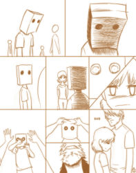 Rule 34 | 1boy, 1girl, anonymous (4chan), artist request, comic, dreaming, lonely, simple background, white background