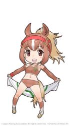 Rule 34 | 1girl, brown eyes, brown hair, chestnut thoroughbred (kemono friends), kemono friends, long hair, looking at viewer, official art, simple background, solo, tachi-e, yoshizaki mine