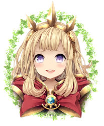 Rule 34 | 10s, 1girl, :d, bad id, bad pixiv id, blonde hair, blunt bangs, blush, cagliostro (granblue fantasy), character name, granblue fantasy, hairband, kabocha usagi, long hair, looking at viewer, open mouth, purple eyes, smile, solo, spikes