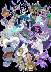 Rule 34 | 1girl, absurdres, banette, black thighhighs, chandelure, commentary request, creatures (company), cursola, detached sleeves, dusclops, duskull, eyelashes, game freak, gen 1 pokemon, gen 3 pokemon, gen 4 pokemon, gen 5 pokemon, gen 6 pokemon, gen 7 pokemon, gen 8 pokemon, gengar, ghost miku (project voltage), gourgeist, greavard, green hair, hatsune miku, highres, litwick, long hair, looking at viewer, mesh kuroto, mimikyu, mismagius, necktie, nintendo, open mouth, outline, pokemon, pokemon (creature), polteageist, project voltage, pumpkaboo, sableye, shirt, sinistea, skirt, sleeveless, sleeveless shirt, thighhighs, tongue, tongue out, trevenant, twintails, vocaloid, white necktie, yellow eyes