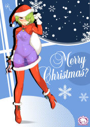 Rule 34 | dom03, green hair, hat, highres, merry christmas, text focus