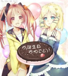Rule 34 | 10s, 2girls, aihara enju, bad id, bad pixiv id, birthday cake, black bullet, blonde hair, blue eyes, blush, brown eyes, cake, food, hair ornament, happy birthday, highres, long hair, looking at viewer, mania (fd6060 60), multiple girls, open mouth, orange hair, smile, tina sprout, twintails