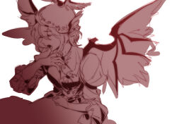 Rule 34 | 1girl, animal ears, bird ears, bird wings, closed eyes, commentary request, dress, fingernails, frilled sleeves, frills, hair between eyes, hat, hug (yourhug), long fingernails, long sleeves, monochrome, music, mystia lorelei, nail polish, open mouth, sharp fingernails, short hair, simple background, singing, sketch, sleeve garter, solo, touhou, upper body, white background, winged hat, wings