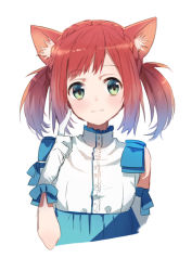 Rule 34 | 1girl, :3, animal ears, braid, cat ears, cat girl, eihi, female focus, gloves, green eyes, original, red hair, ribbon, short hair, smile, twintails