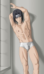 Rule 34 | 1boy, abs, arms up, hands up, highres, legs, long hair, male focus, muscular, muscular male, naruto, naruto (series), naruto shippuuden, ninja, nipples, red eyes, sexyanimes, uchiha itachi, underwear