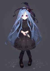 Rule 34 | 1girl, animal, black bow, black footwear, black hairband, black legwear, blue hair, blush, bow, bug, butterfly, closed mouth, dated, death, dragonfly, dress, earrings, eyes visible through hair, fingernails, flower, frilled dress, frills, gothic lolita, grey background, hair flower, hair ornament, hairband, highres, holding, holding knife, holding weapon, insect, jewelry, knife, lolita fashion, long hair, mouse (animal), original, purple eyes, red flower, silk, simple background, smile, solo, spider, spider web, standing, twitter username, type-alpha, weapon, worm