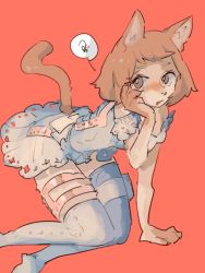 Rule 34 | brown eyes, brown hair, cat, dress, furry, idkuroi, open mouth, tagme