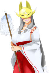 Rule 34 | digimon, digimon (creature), fox mask, japanese clothes, long hair, mask, miko, sakuyamon, sakuyamon miko mode