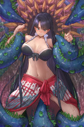 Rule 34 | 1girl, bestiality, blue eyes, cero320, fate/grand order, fate (series), highres, hime cut, martha (fate), martha (swimsuit ruler) (fate), martha (swimsuit ruler) (first ascension) (fate), monster, restrained, sea demon, slime (substance), solo, suction cups, tentacles, tentacles under clothes