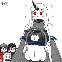 Rule 34 | 10s, 4girls, abyssal ship, anger vein, artist name, bare shoulders, blood, blood from mouth, blush, breast envy, breasts, cat cutout, cat ear panties, cat lingerie, cellphone, cleavage, cleavage cutout, clothing cutout, codename-tc, costume combination, detached sleeves, embarrassed, flying sweatdrops, horns, isolated island oni, jitome, kantai collection, large breasts, long hair, looking at another, lowleg, meme attire, multiple girls, navel, no bra, northern ocean princess, orange eyes, pale skin, panties, phone, red eyes, rei no himo, ryuujou (kancolle), seaport princess, sidelocks, signature, simple background, single horn, smartphone, spot color, standing, tawawa challenge, twintails, underwear, virgin killer sweater, wardrobe error, white background