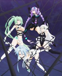 Rule 34 | 10s, 4girls, ahoge, aqua hair, armpits, arms up, ass, bare shoulders, bdsm, bent over, black gloves, black heart (neptunia), black legwear, blanc (neptunia), blue eyes, blue hair, blush, bodysuit, bondage, boots, bound, braid, breasts, cable, center opening, cleavage cutout, clenched teeth, clothing cutout, covered navel, elbow gloves, flipped hair, full body, gloves, glowing, green eyes, green hair, green heart (neptunia), hair between eyes, hair intakes, halterneck, high ponytail, large breasts, leotard, long hair, looking at viewer, looking down, magical girl, multiple girls, neon trim, neptune (neptunia), neptune (series), noire (neptunia), one eye closed, outstretched arms, ponytail, power symbol, power symbol-shaped pupils, purple eyes, purple hair, purple heart (neptunia), raised eyebrows, red eyes, revealing clothes, screencap, short hair, short hair with long locks, small breasts, spread arms, spread legs, stitched, suspension, symbol-shaped pupils, teeth, thigh boots, thighhighs, third-party edit, tied up (nonsexual), turtleneck, twin braids, underboob, vert (neptunia), very long hair, watermark, white gloves, white hair, white heart (neptunia), white legwear, wince, wire