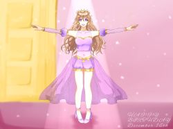 Rule 34 | 1girl, artist name, artist request, bare legs, blush, bracelet, breasts, brown hair, butterfly (love live!), choker, cleavage, clothing cutout, collarbone, cropped shirt, crown, detached sleeves, double bun, dress, dress shirt, earrings, female focus, full body, gold bracelet, hair between eyes, hair bun, harem outfit, high heels, highres, jewelry, konoe kanata, long hair, looking at viewer, love live!, love live! nijigasaki high school idol club, love live! school idol festival, navel, on stage, outstretched arms, parted lips, puffy short sleeves, puffy sleeves, purple eyes, purple footwear, purple shirt, purple shorts, shirt, short sleeves, shorts, shoulder cutout, small breasts, smile, solo, sparkle, spotlight, stage, stage lights, standing, yellow bracelet, yellow choker