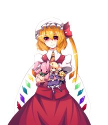 Rule 34 | 1girl, bad id, bad pixiv id, blonde hair, rabbit, character doll, doll, female focus, flandre scarlet, hat, kirisame marisa, lion nicole, nicole (lion), one side up, ponytail, red eyes, shanghai doll, short hair, side ponytail, solo, stuffed animal, stuffed rabbit, stuffed toy, touhou, wings