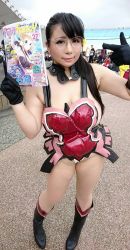 Rule 34 | 1girl, black hair, breasts, cattleya (queen&#039;s blade), cattleya (queen&#039;s blade) (cosplay), chouzuki maryou, cosplay, flower, glasses, green eyes, hip focus, large breasts, photo (medium), plump, queen&#039;s blade, thick thighs, thighs, wide hips