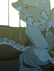 Rule 34 | androgynous, artist request, blonde hair, cheetah, flat color, furry, gender request, indoors, open mouth, red eyes, shadow, short hair, solo