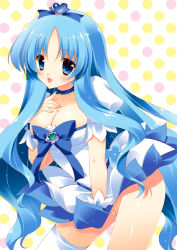 Rule 34 | 10s, 1girl, aged up, blue eyes, blue hair, blue skirt, blue theme, bottomless, breasts, brooch, cleavage, cure marine, heart, heart brooch, heartcatch precure!, jewelry, kurumi erika, large breasts, long hair, magical girl, matching hair/eyes, no panties, precure, shigunyan, skirt, solo