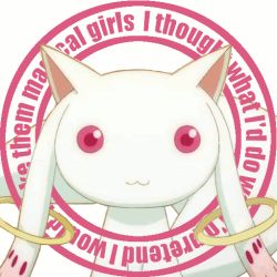 animated animated_gif ghost_in_the_shell kyubey laughing_man_(gits) mahou_shoujo_madoka_magica mahou_shoujo_madoka_magica_(anime) no_humans parody staring