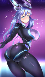 Rule 34 | blue eyes, bodysuit, braid, breasts, hair ornament, hairclip, highres, large breasts, long hair, modouchi output, neptune (neptunia), neptune (series), next purple, purple hair, purple heart (neptune)