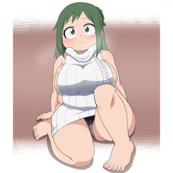Rule 34 | 1girl, boku no hero academia, breasts, cameltoe, feet, female focus, full body, green eyes, green hair, large breasts, looking at viewer, midoriya inko, mature female, plump, simple background, solo, thighs