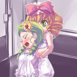 Rule 34 | 2girls, armpits, arms behind back, barefoot, billy herrington, blonde hair, bloomers, bloomers pull, blush, bow, camisole, danny lee, doll joints, drill hair, closed eyes, feet, gachimuchi pants wrestling, green eyes, green hair, hair bow, hair ornament, hinaichigo, joints, kanaria, multiple girls, open mouth, parody, pink bow, rozen maiden, sasa ichi, tears, underwear, underwear only, wedgie, white bloomers, wrestling, wrestling (series)