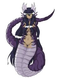 Rule 34 | black hair, dragon girl, dragon horns, highres, horns, monster girl, monster girl encyclopedia, smile, wurm (monster girl encyclopedia)
