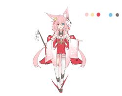 Rule 34 | 1girl, :d, absurdres, animal ear fluff, animal ears, asymmetrical legwear, bare shoulders, bell, black footwear, black shirt, blue eyes, color guide, detached sleeves, fox ears, fox girl, fox mask, fox tail, full body, gohei, hair bell, hair ornament, heterochromia, highres, holding, japanese clothes, jingle bell, kneehighs, long hair, long sleeves, mask, mask on head, miko, nagato-chan, obi, off shoulder, open mouth, original, pink hair, platform footwear, pleated skirt, red eyes, red skirt, ribbon-trimmed legwear, ribbon-trimmed sleeves, ribbon trim, sandals, sash, shirt, single kneehigh, single sock, single thighhigh, skirt, sleeveless, sleeveless shirt, smile, socks, solo, standing, tail, thighhighs, transparent background, uneven legwear, very long hair, white sleeves, white socks, wide sleeves, zouri