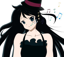 Rule 34 | 00s, 1girl, akiyama mio, black hair, blunt bangs, don&#039;t say &quot;lazy&quot;, artistic error, facepaint, hat, hime cut, k-on!, long hair, mini hat, mini top hat, miracle (miracle1980), musical note, solo, top hat