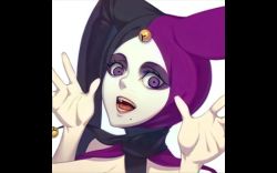 Rule 34 | 1girl, absurdres, hat, highres, jester cap, legend of queen opala, masquerade (legend of queen opala), purple eyes, sethxzoe, solo, tagme