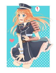 Rule 34 | !, 10s, 1boy, armor, bad id, bad pixiv id, black thighhighs, blonde hair, blue eyes, blush, crossdressing, dress, hat, heart, highres, japanese armor, kote, long hair, male focus, midare toushirou, open mouth, shoulder armor, sode, solo, spoken exclamation mark, thighhighs, touken ranbu, trap, wind, wind lift