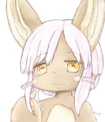 Rule 34 | 10s, artist request, brown eyes, rabbit, furry, made in abyss, nanachi (made in abyss), smile, white hair