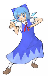 Rule 34 | 1girl, bow, cirno, embodiment of scarlet devil, female focus, kome (404), simple background, solo, touhou, white background