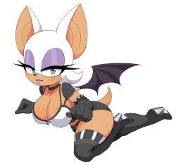 Rule 34 | 1girl, absurdres, animal ears, bat ears, bat wings, black gloves, black thighhighs, boots, breasts, cleavage, closed mouth, crop top, elbow gloves, eyelashes, full body, furry, furry female, gloves, green eyes, half-closed eyes, high heel boots, high heels, highres, large breasts, lips, looking at viewer, rouge the bat, shorts, simmsy, solo, sonic (series), tail, thigh boots, thighhighs, transparent background, wings