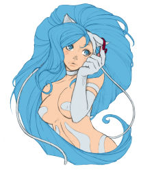 Rule 34 | 1girl, ahoge, animal ears, animal hands, big hair, blue eyes, blue hair, breasts, capcom, cat ears, cat tail, dathron, felicia (vampire), hairband, highres, huge ahoge, large breasts, lips, long hair, matching hair/eyes, md5 mismatch, resized, resolution mismatch, solo, source smaller, tail, upscaled, vampire (game), very long hair