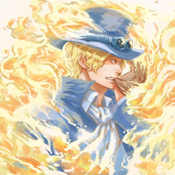 Rule 34 | 1boy, absurdres, blonde hair, fire, gloves, goggles, hat, highres, male focus, one piece, sabo (one piece), scar, solo, top hat