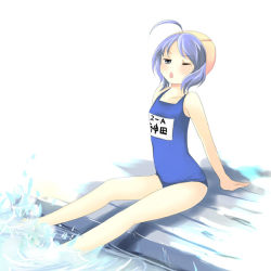 Rule 34 | 1girl, name tag, one-piece swimsuit, original, school swimsuit, solo, swimsuit, tsukihito