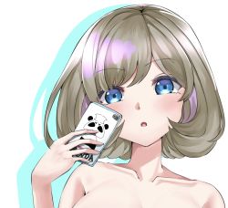 Rule 34 | 1girl, brown hair, female focus, grey hair, highres, love live!, love live! superstar!!, nude, out-of-frame censoring, short hair, solo, tang keke