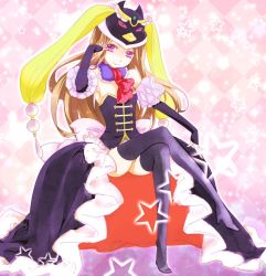Rule 34 | 10s, 1girl, animal hat, bare shoulders, bird, black thighhighs, boots, brown hair, crossed legs, elbow gloves, gloves, hat, leotard, long hair, long legs, looking at viewer, mawaru penguindrum, mofmof (sousa), penguin, princess of the crystal, purple eyes, sitting, smile, solo, takakura himari, thigh boots, thighhighs