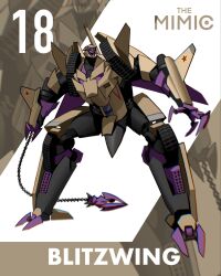 Rule 34 | blitzwing, blue eyes, caterpillar tracks, chain, character name, heterochromia, highres, kamitoge supino, leaning forward, looking up, mecha, no humans, open hand, open mouth, red eyes, redesign, robot, smile, solo, star (symbol), transformers, zoom layer