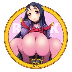 Rule 34 | 1girl, armor, blue hair, bodysuit, bow, breasts, closed mouth, dark blue hair, deto, covered erect nipples, fate/grand order, fate (series), highres, huge breasts, japanese armor, long hair, looking at viewer, minamoto no raikou (fate), pink bodysuit, pink bow, purple eyes, simple background, skin tight, smile, solo, white background