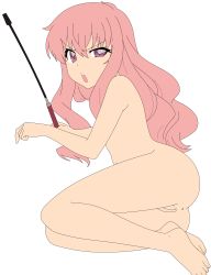 Rule 34 | 1girl, absurdres, anus, ass, barefoot, female focus, flat chest, highres, legs, long hair, louise francoise le blanc de la valliere, nude, nude filter, open mouth, pink hair, pussy, red eyes, solo, thighs, third-party edit, transparent background, uncensored, vector trace, zero no tsukaima