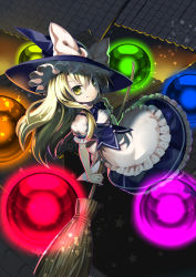 Rule 34 | 1girl, apron, blonde hair, bow, broom, broom riding, danmaku, hat, hat bow, highres, kirisame marisa, long hair, looking at viewer, marker (medium), md5 mismatch, millipen (medium), night, puffy short sleeves, puffy sleeves, resolution mismatch, rooftop, shirt, short sleeves, sidesaddle, skirt, skirt set, smile, socha, solo, source smaller, touhou, traditional media, very long hair, vest, waist apron, witch hat, yellow eyes