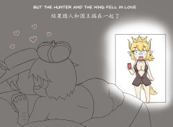 Rule 34 | 1girl, 2boys, bad id, bad pixiv id, barefoot, black panties, blonde hair, blue eyes, blush, bowsette, cellphone, chinese text, comic, crown, earrings, english text, greenteaneko, highres, holding, holding phone, jewelry, lingerie, mario, mario (series), multiple boys, new super mario bros. u deluxe, nintendo, panties, phone, pointy ears, shaded face, simple background, simplified chinese text, smartphone, standing, super crown, surprised, sweatdrop, tail, underwear, white background, wide-eyed, yaoi