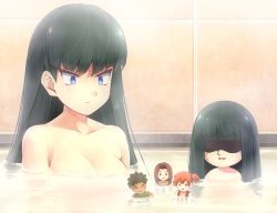 Rule 34 | 1boy, 1girl, alternate form, bath, bathing, bathroom, blue eyes, blunt bangs, breasts, brock (pokemon), brown hair, captured, character doll, collarbone, creatures (company), doll, dual persona, expressionless, game freak, green hair, gym leader, hidden eyes, indoors, irony, komimiyako, long hair, looking down, misty (pokemon), mixed-sex bathing, mother and daughter, nintendo, nude, open mouth, orange hair, partially submerged, playing, pokemon, pokemon (anime), pokemon (classic anime), sabrina&#039;s doll, sabrina&#039;s mother (pokemon), sabrina (pokemon), shaded face, shared bathing, short hair, side ponytail, smile, tile wall, tiles, upper body, water, wet