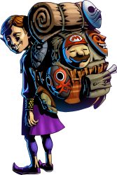Rule 34 | 1boy, absurdres, artist request, backpack, bag, brown hair, closed eyes, happy mask salesman, highres, male focus, mario, mario (series), mask, nintendo, official art, pointy ears, solo, super mario bros. 1, tagme, the legend of zelda, the legend of zelda: majora&#039;s mask