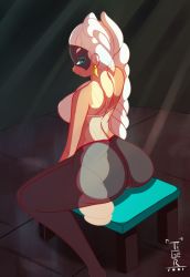 Rule 34 | 1girl, animated, animated gif, arms (game), ass, back, bra, breasts, chair, dark skin, dark-skinned female, dumbbell, earrings, exercising, female focus, hip focus, indoors, jewelry, mask, nintendo, pants, sideboob, sitting, solo, thick thighs, thighs, tiger1001, twintails, twintelle (arms), underwear, wide hips, yoga pants