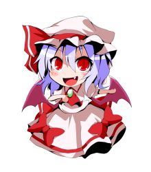 Rule 34 | 1girl, :d, ascot, bat wings, blush, bow, chibi, dress, fang, frills, full body, hat, hat ribbon, kan lee, light purple hair, looking at viewer, mob cap, open mouth, pink dress, puffy short sleeves, puffy sleeves, red bow, red eyes, red ribbon, remilia scarlet, ribbon, short hair, short sleeves, skirt, skirt set, smile, solo, touhou, wings