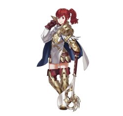 Rule 34 | 1girl, anna (fire emblem), armor, axe, female focus, fire emblem, fire emblem heroes, full body, gloves, highres, matching hair/eyes, nintendo, official art, ponytail, red eyes, red hair, side ponytail, smile, solo, standing, thighhighs, weapon, zettai ryouiki
