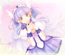 Rule 34 | 10s, 1girl, aoki reika, bad id, bad pixiv id, blue dress, blue eyes, blue hair, blue skirt, blue theme, choker, cure beauty, dress, hair tubes, head wings, kakaoken, long hair, magical girl, matching hair/eyes, own hands clasped, own hands together, pink background, precure, sidelocks, skirt, smile, smile precure!, solo, tiara, wings