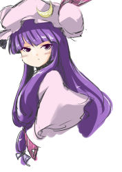Rule 34 | 1girl, coo (coonekocoo), female focus, hat, patchouli knowledge, purple hair, solo, touhou, white background
